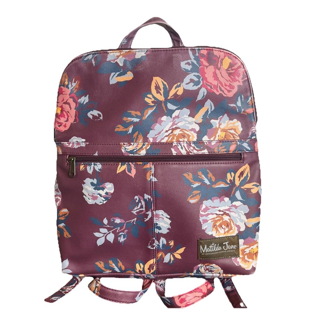 Matilda Jane Plum Perfect Floral Backpack Purse Bag 13"x12"